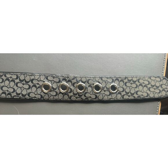 Coach Classic Mini Monogram Silver Buckle Black and white Belt 3977 main image 5